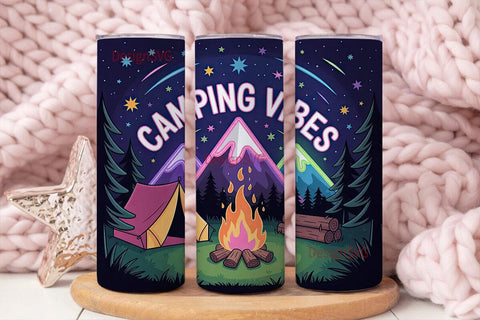 Camping Vibes 20oz Tumbler Wrap Sublimation DesignSVG 