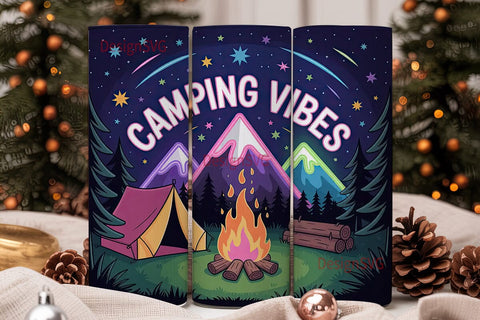 Camping Vibes 20oz Tumbler Wrap Sublimation DesignSVG 