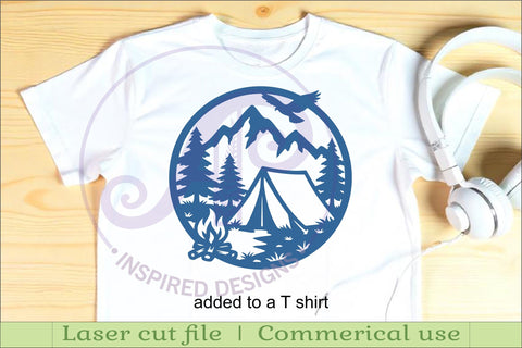 Campsite mountains and forest wall art sign, laser cut SVG APInspireddesigns 