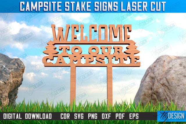 Campsite Stake Sign | 3D Sign Design | Camping Vibes | Adventure | CNC File SVG Fly Design 