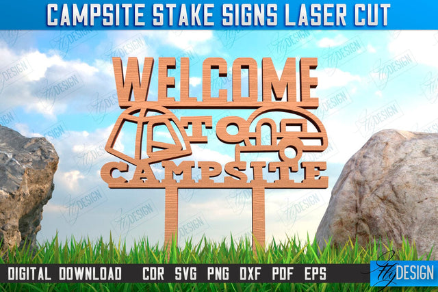 Campsite Stake Sign | 3D Sign Design | Camping Vibes | Adventure | CNC File SVG Fly Design 