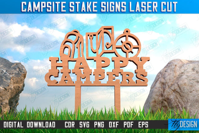 Campsite Stake Sign | 3D Sign Design | Camping Vibes | Adventure | CNC File SVG Fly Design 