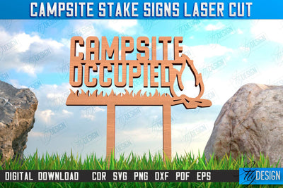Campsite Stake Sign | 3D Sign Design | Camping Vibes | Adventure | CNC File SVG Fly Design 