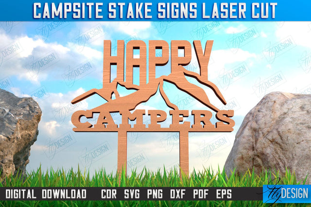 Campsite Stake Sign | 3D Sign Design | Camping Vibes | Adventure | CNC File SVG Fly Design 