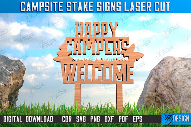 Campsite Stake Sign | 3D Sign Design | Camping Vibes | Adventure | CNC File SVG Fly Design 