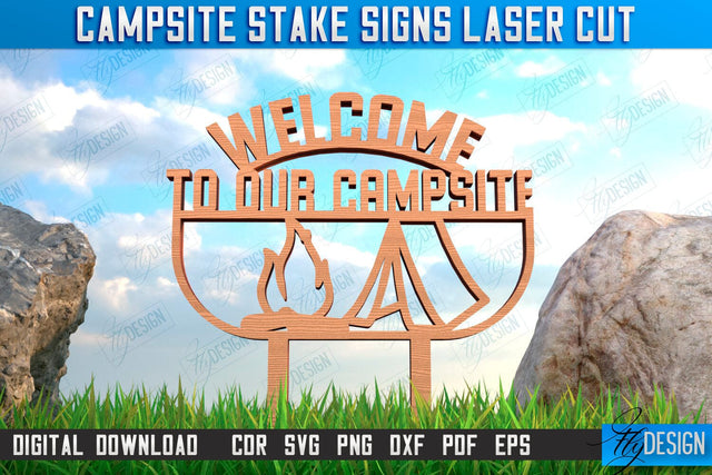 Campsite Stake Sign | 3D Sign Design | Camping Vibes | Adventure | CNC File SVG Fly Design 