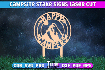 Campsite Stake Sign | 3D Sign Design | Camping Vibes | Adventure | CNC File SVG The T Store Design 