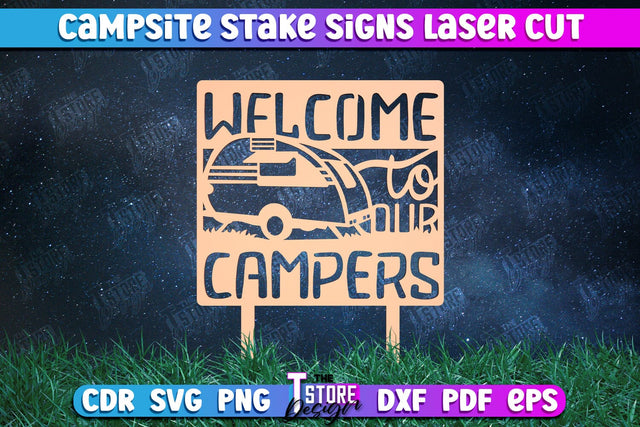 Campsite Stake Sign | 3D Sign Design | Camping Vibes | Adventure | CNC File SVG The T Store Design 