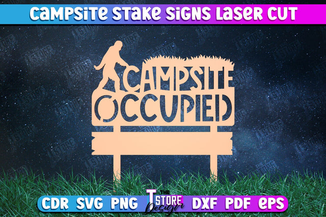 Campsite Stake Sign | 3D Sign Design | Camping Vibes | Adventure | CNC File SVG The T Store Design 