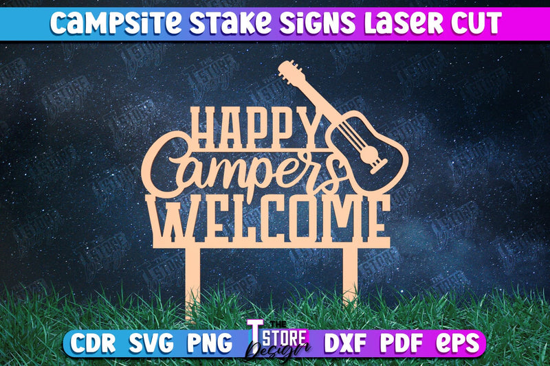 Campsite Stake Sign | 3D Sign Design | Camping Vibes | Adventure | CNC File SVG The T Store Design 
