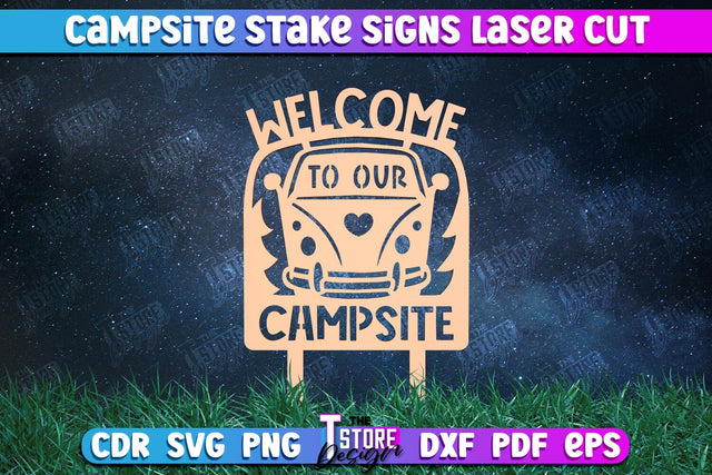 Campsite Stake Sign | 3D Sign Design | Camping Vibes | Adventure | CNC File SVG The T Store Design 