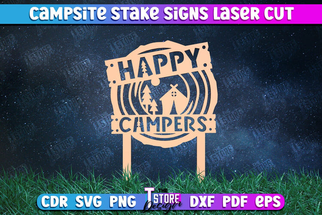 Campsite Stake Sign | 3D Sign Design | Camping Vibes | Adventure | CNC File SVG The T Store Design 