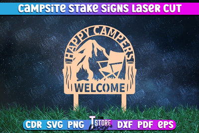 Campsite Stake Sign | 3D Sign Design | Camping Vibes | Adventure | CNC File SVG The T Store Design 