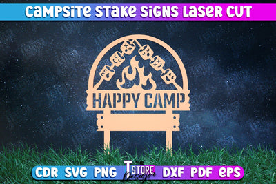 Campsite Stake Sign | 3D Sign Design | Camping Vibes | Adventure | CNC File SVG The T Store Design 