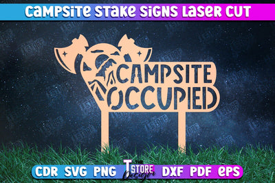 Campsite Stake Sign | 3D Sign Design | Camping Vibes | Adventure | CNC File SVG The T Store Design 