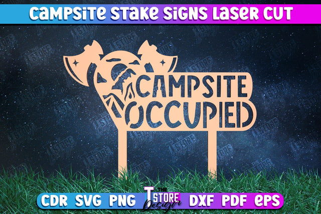 Campsite Stake Sign | 3D Sign Design | Camping Vibes | Adventure | CNC File SVG The T Store Design 
