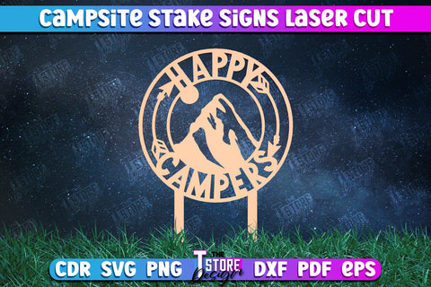 Campsite Stake Sign Bundle | 3D Sign Design | Camping Vibes | Adventure | CNC Files SVG The T Store Design 