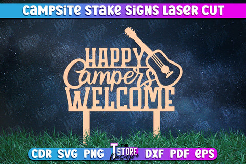 Campsite Stake Sign Bundle | 3D Sign Design | Camping Vibes | Adventure | CNC Files SVG The T Store Design 