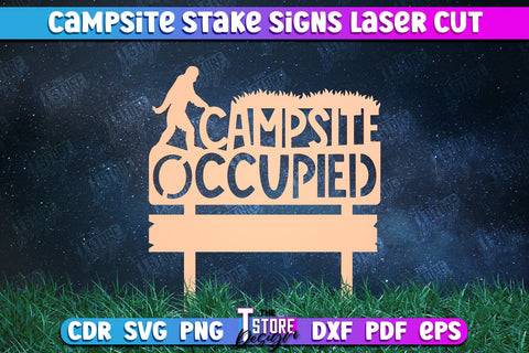 Campsite Stake Sign Bundle | 3D Sign Design | Camping Vibes | Adventure | CNC Files SVG The T Store Design 