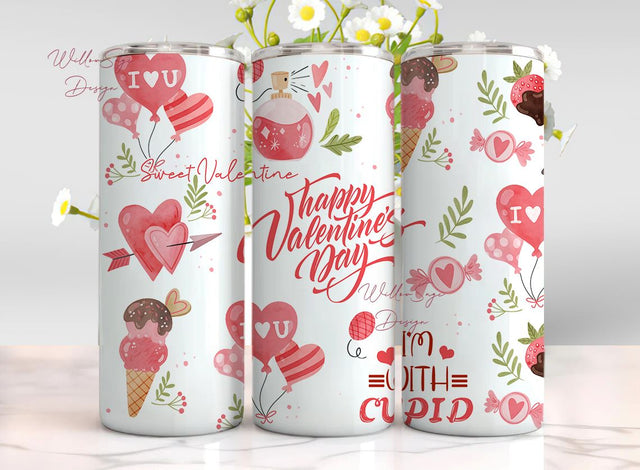 Can Cooler Wrap, Valentine's Day, Smell Of Love, Sweet Valentine, Cupid Wrap Sublimation Design, Seamless, Digital Download Sublimation WillowSageDesign 
