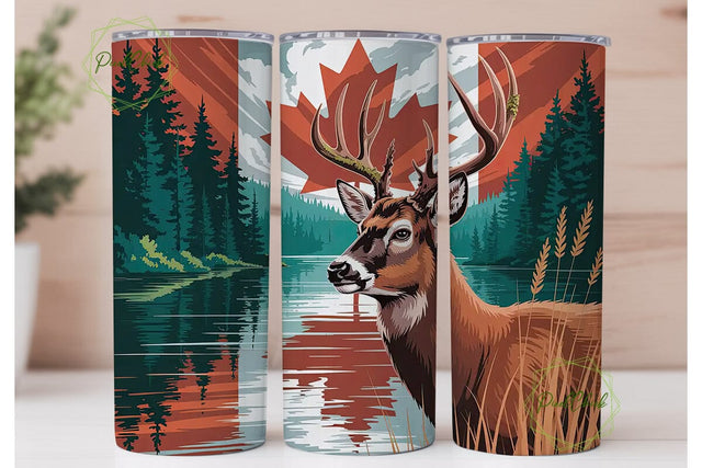 Canadian Buck & Flag 20oz Tumbler Wrap Sublimation PixelChick 