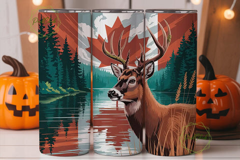 Canadian Buck & Flag 20oz Tumbler Wrap Sublimation PixelChick 