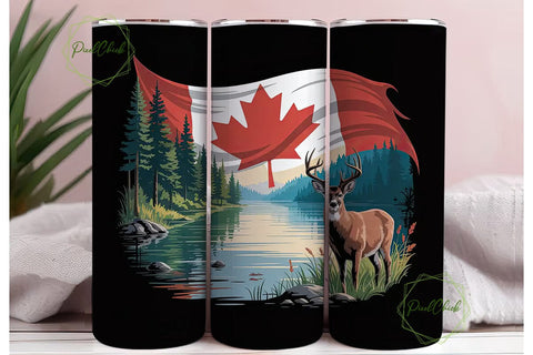 Canadian Buck & Flag 20oz Tumbler Wrap Sublimation PixelChick 