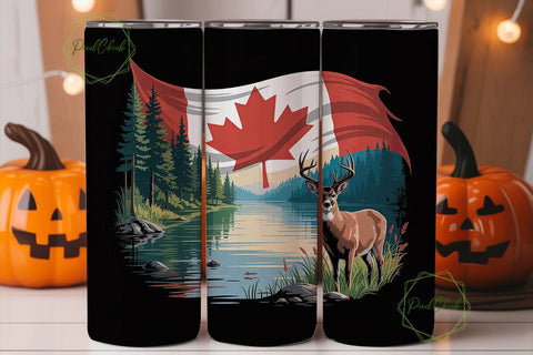 Canadian Buck & Flag 20oz Tumbler Wrap Sublimation PixelChick 