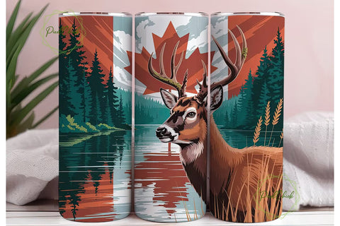 Canadian Buck & Flag 20oz Tumbler Wrap Sublimation PixelChick 
