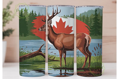 Canadian Deer 20oz Tumbler Wrap Sublimation PixelChick 