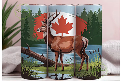 Canadian Deer 20oz Tumbler Wrap Sublimation PixelChick 