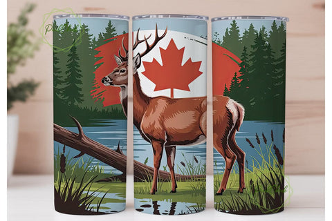Canadian Deer 20oz Tumbler Wrap Sublimation PixelChick 