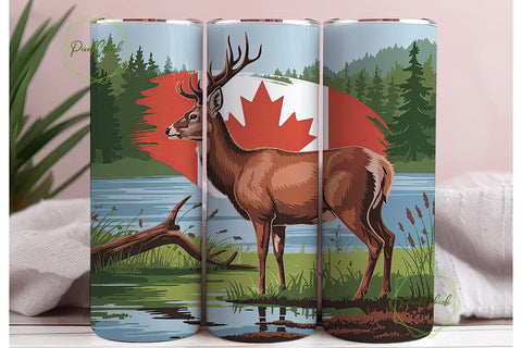 Canadian Deer 20oz Tumbler Wrap Sublimation PixelChick 