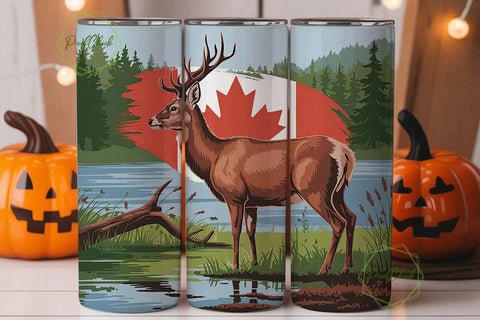 Canadian Deer 20oz Tumbler Wrap Sublimation PixelChick 