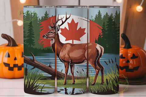 Canadian Deer 20oz Tumbler Wrap Sublimation PixelChick 