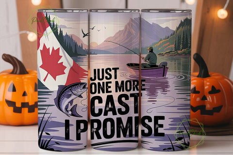 Canadian Fishing Tumbler Wrap Sublimation PixelChick 