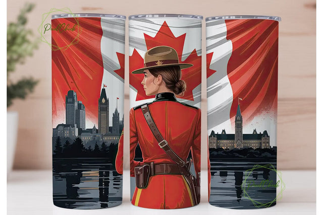 Canadian Mountie 20oz Tumbler Wrap Sublimation PixelChick 