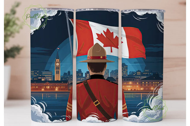 Canadian Mountie 20oz Tumbler Wrap Sublimation PixelChick 