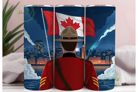 Canadian Mountie 20oz Tumbler Wrap Sublimation PixelChick 