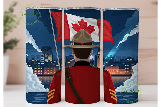 Canadian Mountie 20oz Tumbler Wrap Sublimation PixelChick 