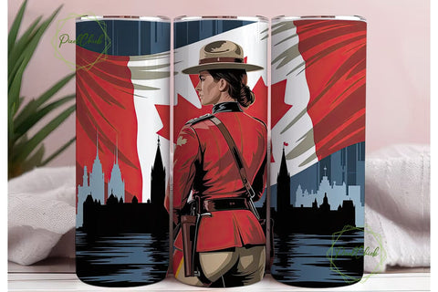 Canadian Mountie 20oz Tumbler Wrap Sublimation PixelChick 