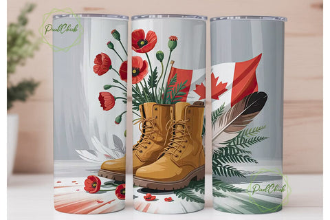 Canadian Remembrance Tumbler Wrap Sublimation PixelChick 