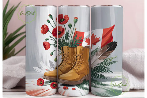 Canadian Remembrance Tumbler Wrap Sublimation PixelChick 