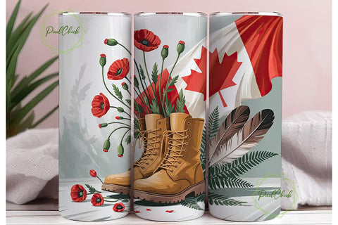 Canadian Remembrance Tumbler Wrap Sublimation PixelChick 