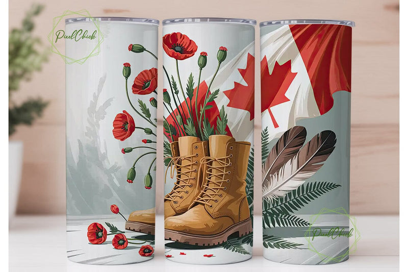 Canadian Remembrance Tumbler Wrap Sublimation PixelChick 
