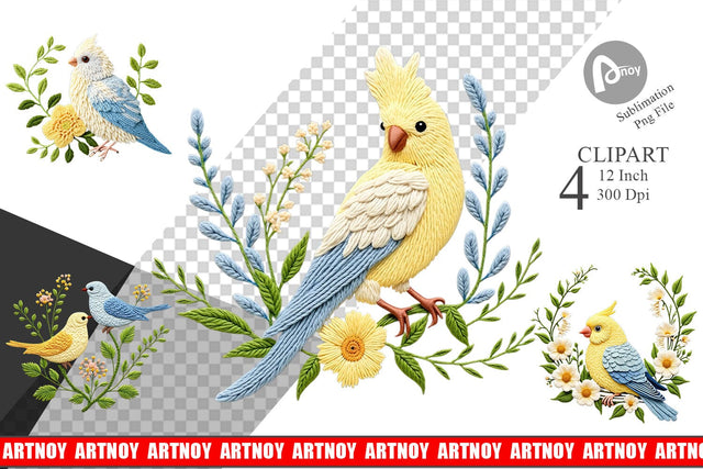 Canary Embroidery Clipart Sublimation artnoy 