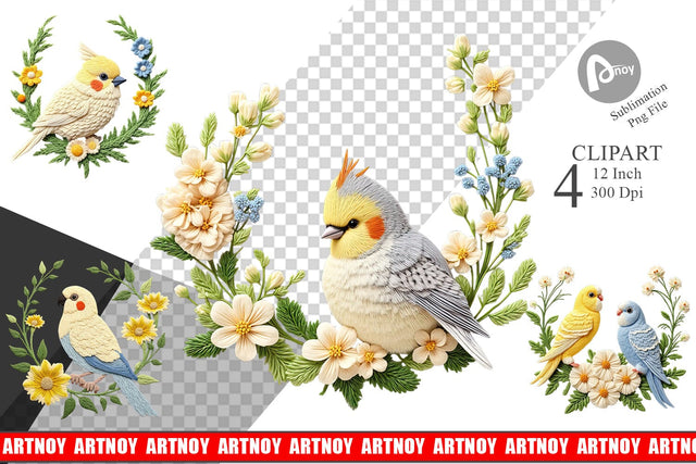 Canary Embroidery Clipart Sublimation artnoy 