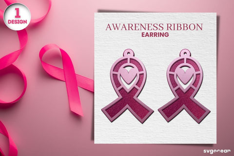 Cancer Awareness Earrings Laser Cut SVG SvgOcean 
