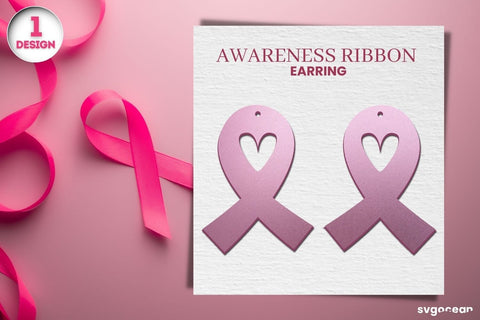 Cancer Awareness Earrings Laser Cut SVG SvgOcean 