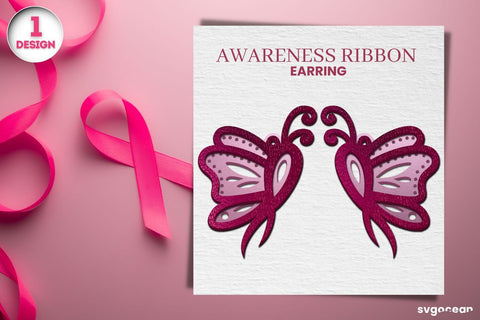 Cancer Awareness Earrings Laser Cut SVG SvgOcean 
